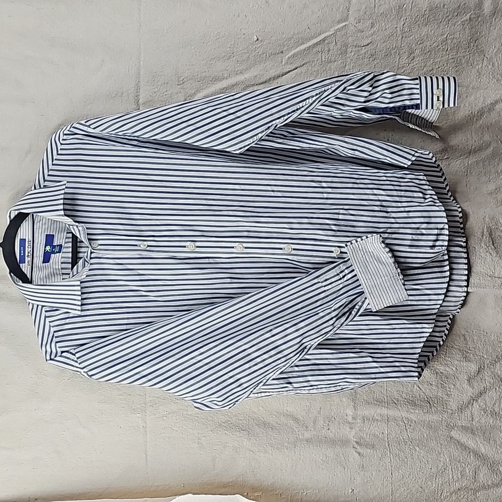 Egara Slim Fit Dress Shirt Gray Stripes